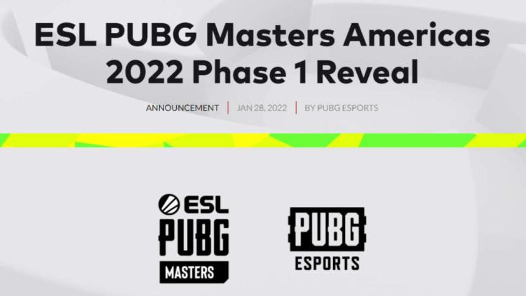 ESL angekündigt PUBG Masters Americas 2022 Phase 1