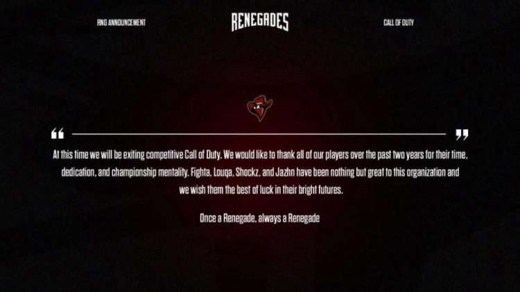 Renegades schließt die Teilung bei Call of Duty