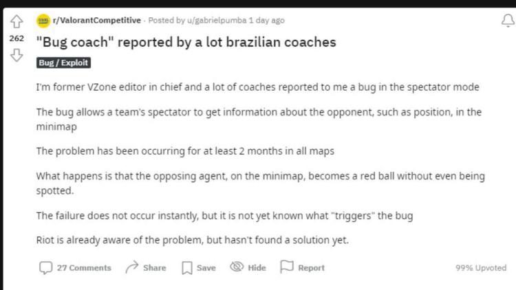 Brasilianische Trainer haben einen „Coaching Bug“ in Valorant gemeldet