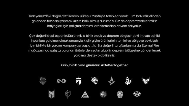 Prominente eSport-Organisationen schließen sich zusammen, um Spenden für Erdbebenopfer in der Türkei zu sammeln