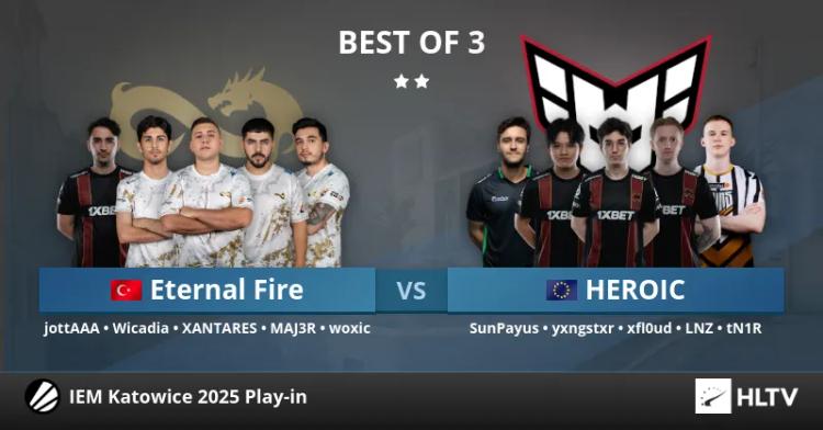 Eternal Fire siegen in einem spannenden Match über HEROIC bei der IEM Katowice 2025