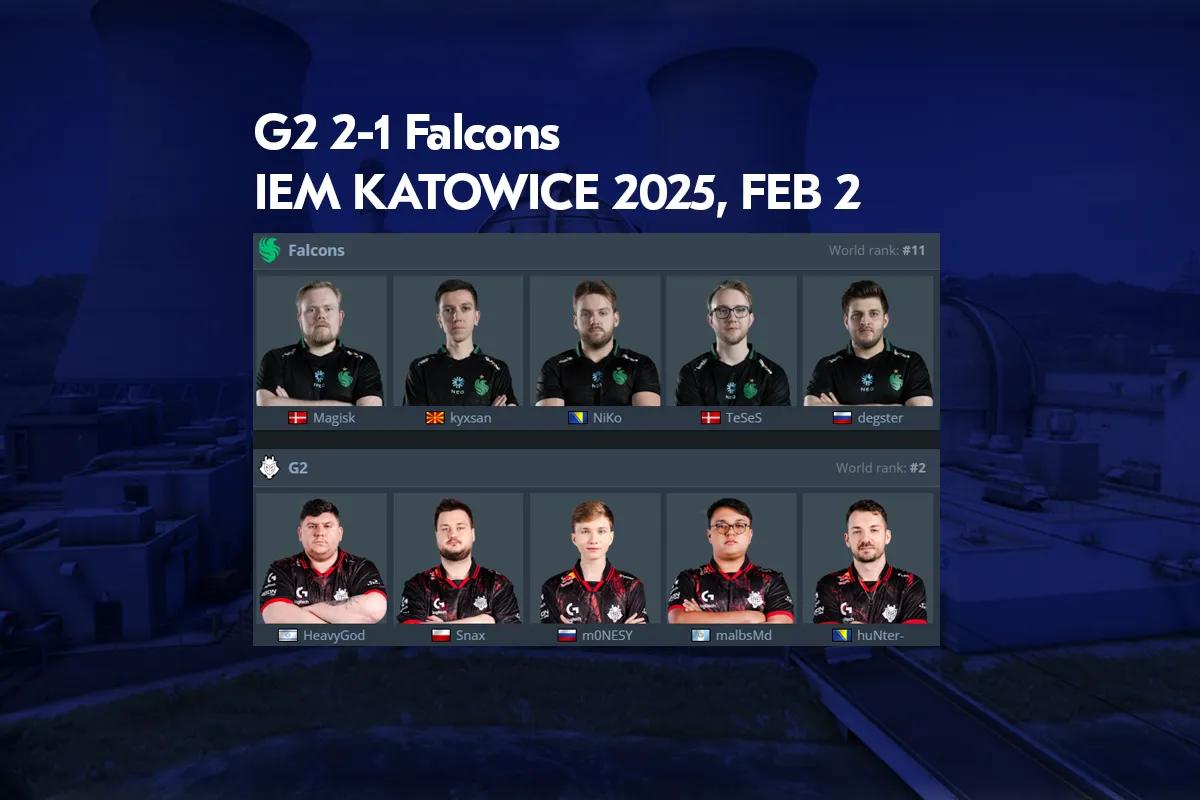 G2 unterliegt bei der IEM Katowice 2025 knapp den Falcons