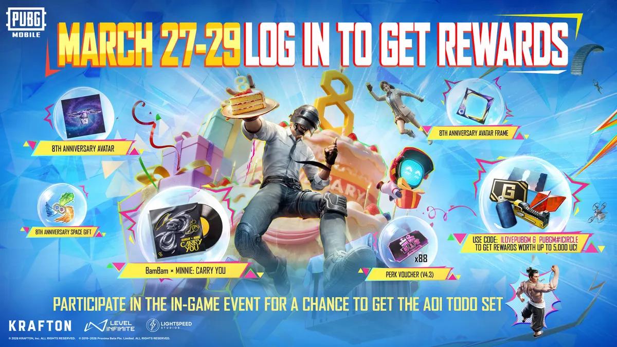 PUBG MOBILE feiert seinen 8. Geburtstag mit exklusiven Belohnungen und Events