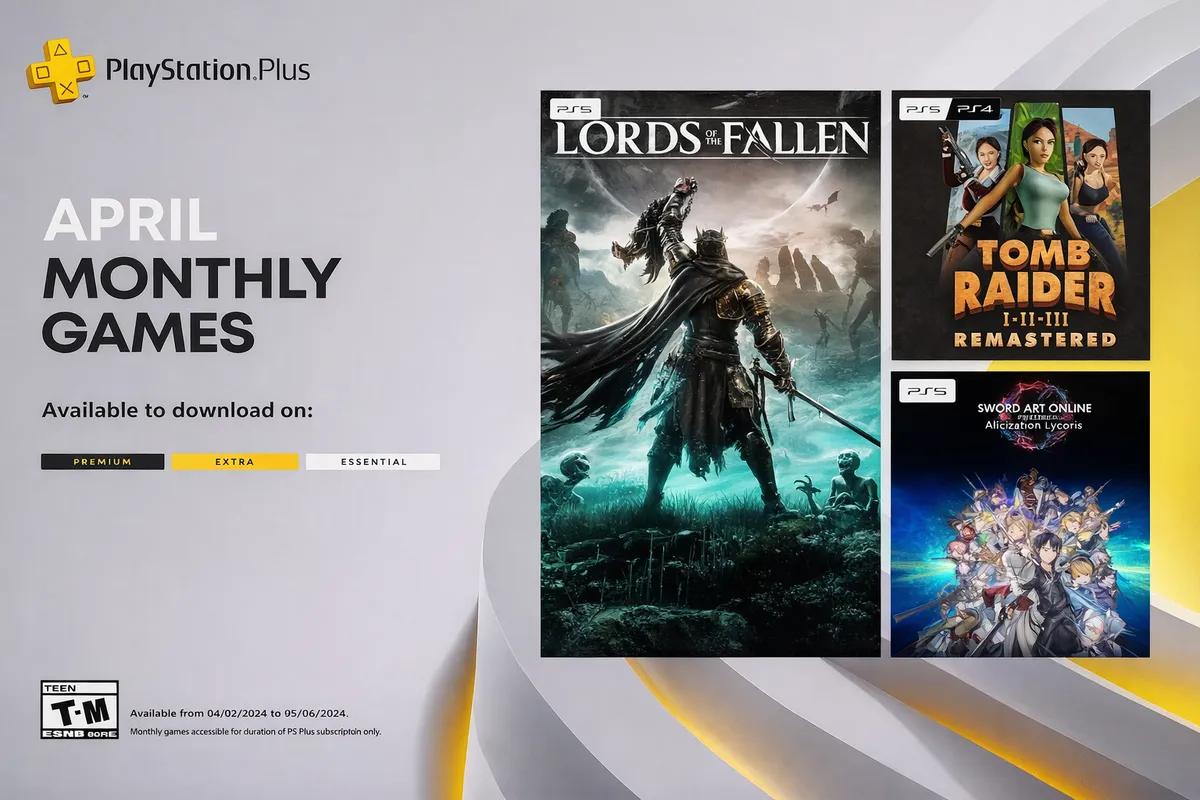 PlayStation Plus-April 2026-Spiele enthüllt - Lords of the Fallen, Sword Art Online und Tomb Raider Remastered