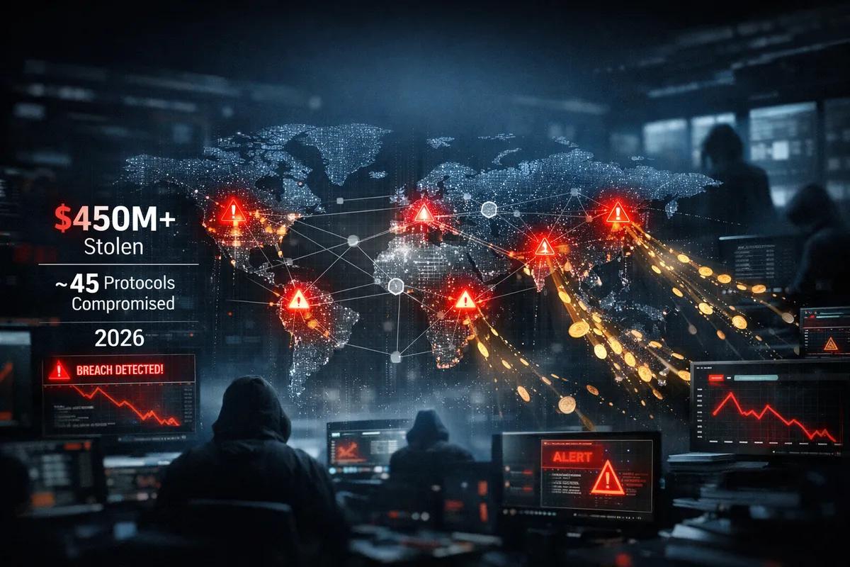 Hacker haben bis 2026 bereits über 450 Millionen Dollar von rund 45 Kryptoprotokollen gestohlen.