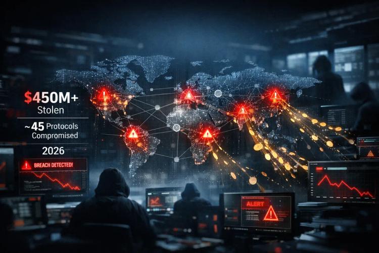 Hacker haben bis 2026 bereits über 450 Millionen Dollar von rund 45 Kryptoprotokollen gestohlen.