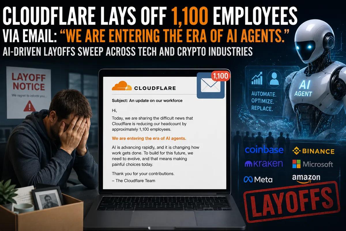 Cloudflare entlässt 1.100 Mitarbeiter per E-Mail: "Wir treten in die Ära der KI-Agenten ein." KI-bedingte Entlassungen in der gesamten Tech- und Kryptoindustrie
