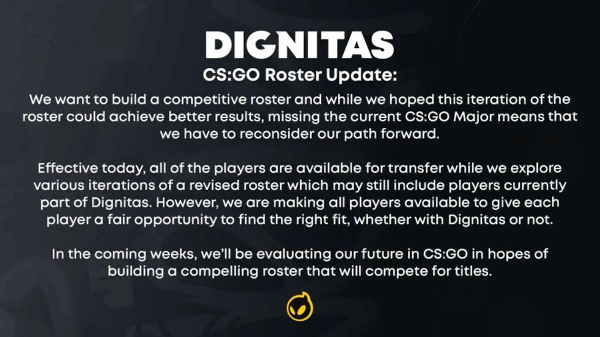 Dignitas erstellt eine CS:GO-Liste für den Transfer