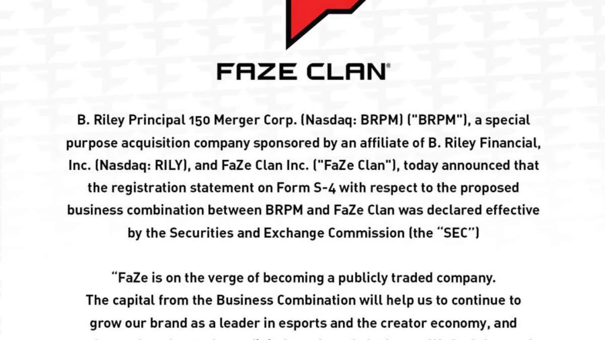 FaZe Clan genehmigte eine Unternehmensfusion mit BRPM