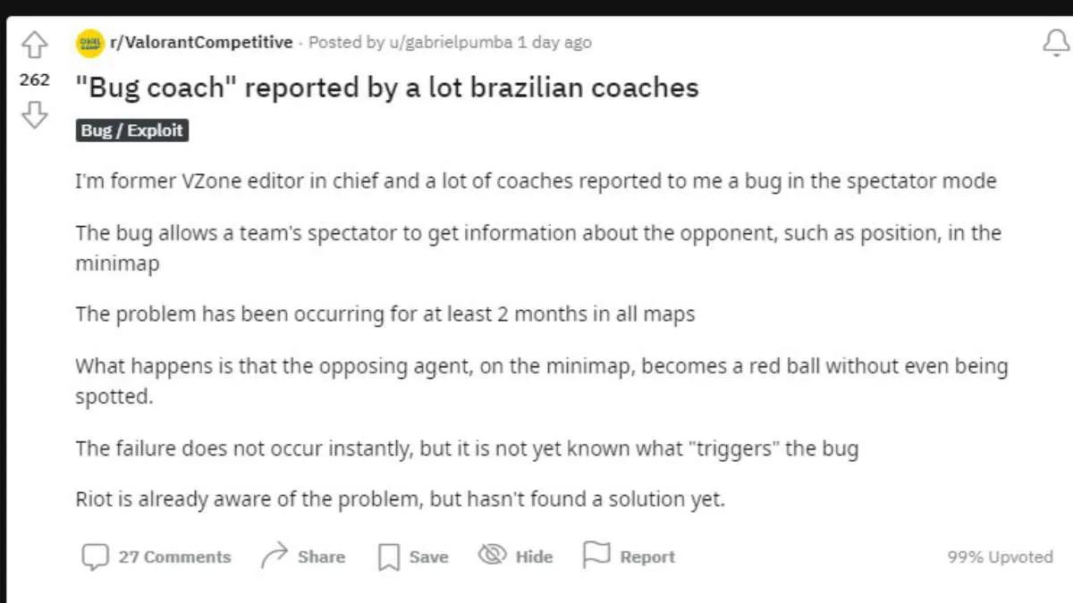 Brasilianische Trainer haben einen „Coaching Bug“ in Valorant gemeldet