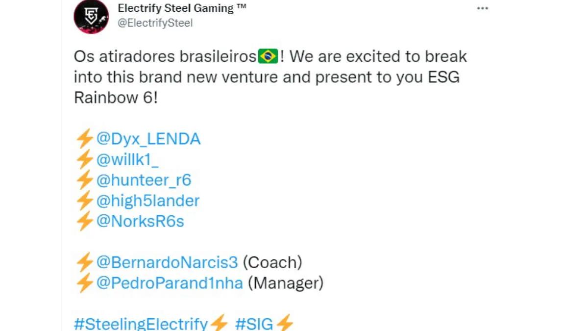 Electrify Steel Gaming gab die Unterzeichnung des R6-Kaders bekannt