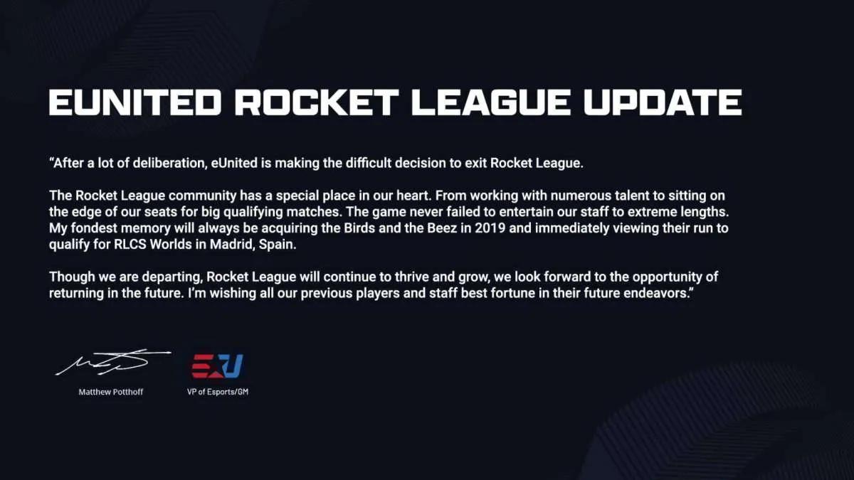 EUnited wurden von drei Mitgliedern der Rocket League entbunden