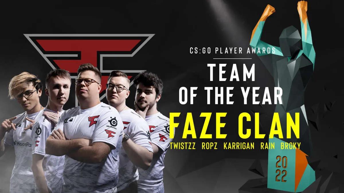 FaZe Clan wurde laut ESL das beste Team des Jahres 2022