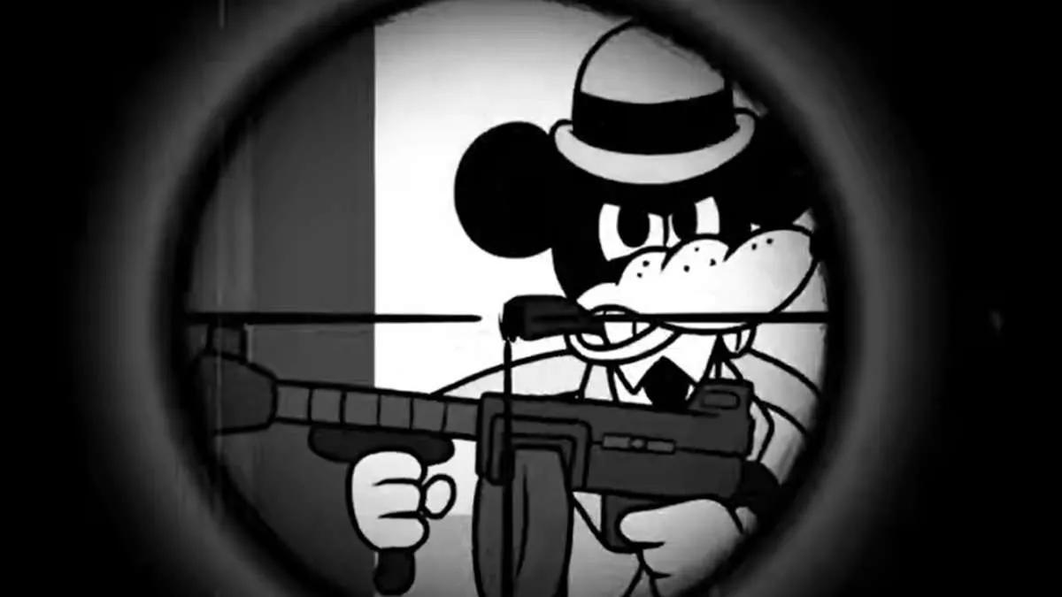 The game called 'Mouse' is a first-person shooter created with vintage Disney animation style in mind