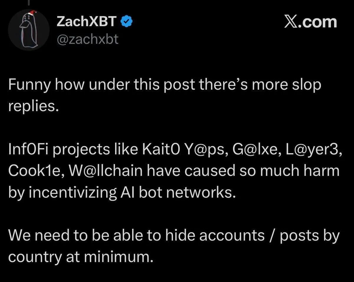 ZachXBT kritisiert InfoFi-Projekte zur Förderung von KI-Bots