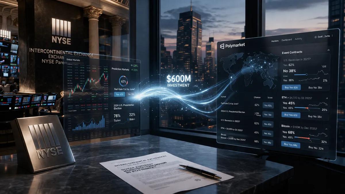 Intercontinental Exchange (NYSE-Muttergesellschaft) investiert weitere 600 Millionen US-Dollar in Polymarket.