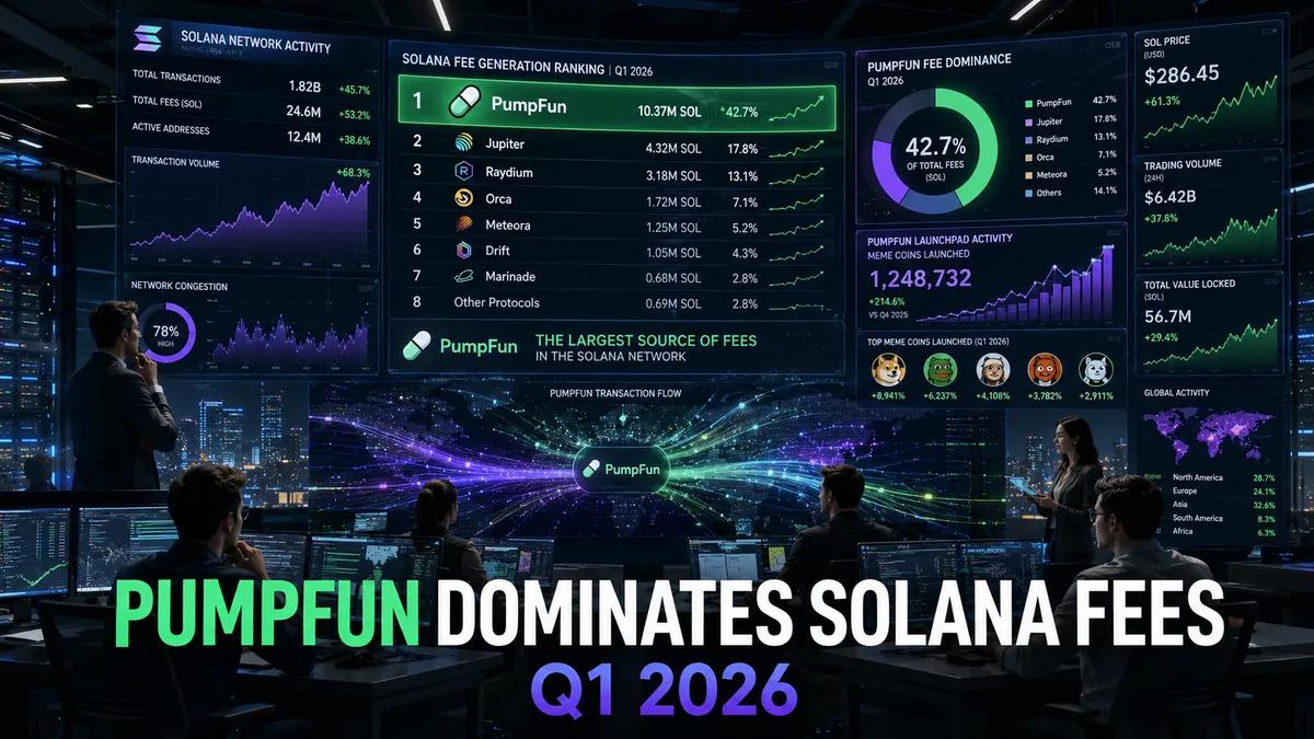 PumpFun wurde im ersten Quartal 2026 zur größten Gebührenquelle im Solana-Netzwerk.