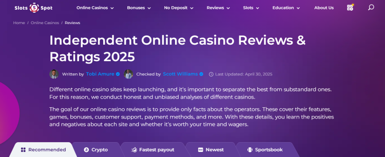 Why is it better to choose an online casino on Slotsspot? 1