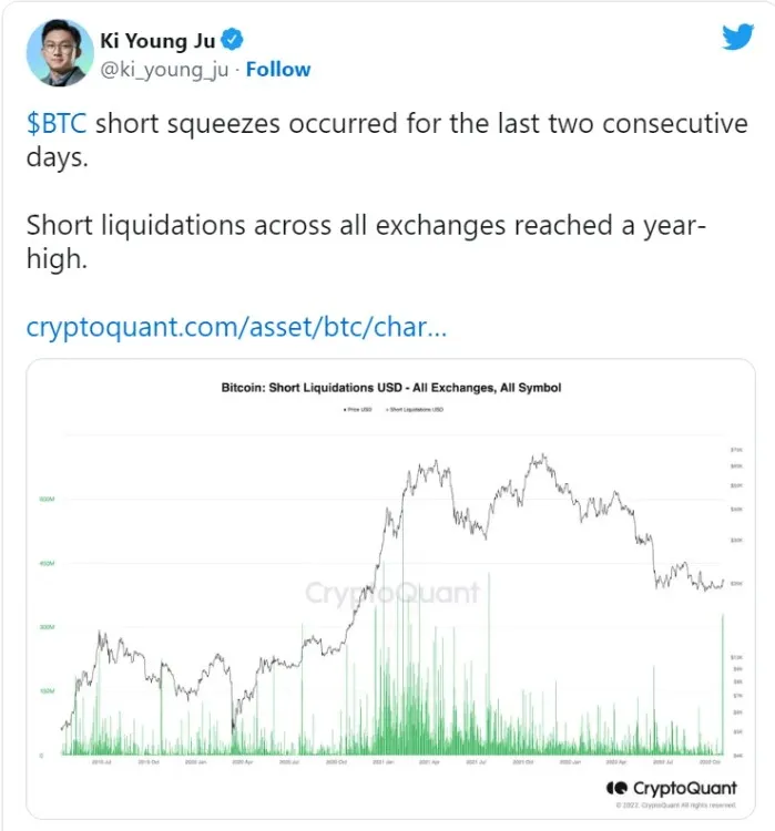 Das Volumen der Liquidationen von Short-Positionen in BTC hat ein Jahreshoch erreicht. Foto 1