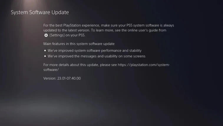 The latest system update for PS5 is now available for download. Photo 1